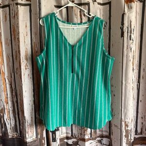LulaRoe Racheal xl Green Striped Sleeveless Top